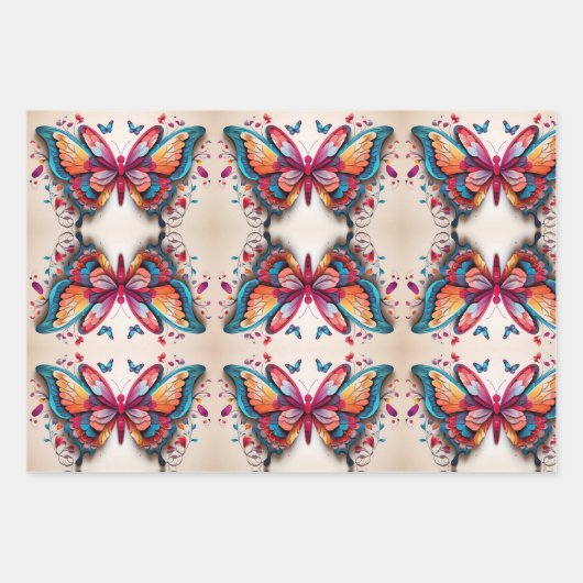 Schmetterlingsverpackungsfolien Geschenkpapier Set (Vorderseite)