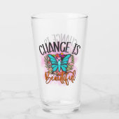 Schmetterlingswechsel ist ein schönes Zitat, das i Glas (Rückseite)