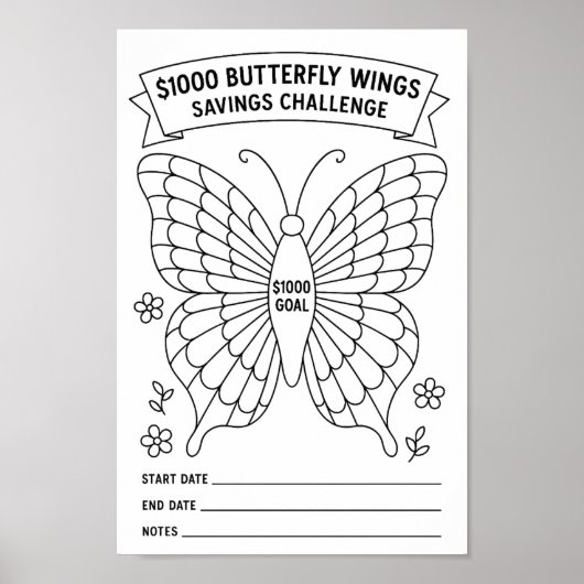 Schmetterlingswings-Einsparungen-Challenge Tracker Poster (Vorne)