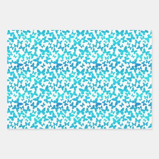 Schmetterlingswirbel (Aquamarin) Geschenkpapier Set (Vorderseite)