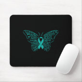 Schmetterlingswörter Aquamarine Schleife unterstüt Mousepad (Mit Mouse)