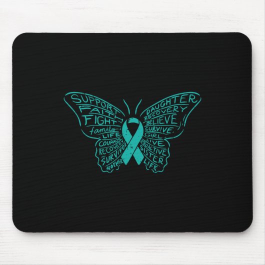 Schmetterlingswörter Aquamarine Schleife unterstüt Mousepad (Vorne)