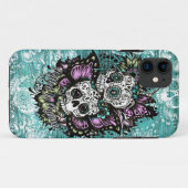 Schmetterlingszuckerschädelillustration im Blau Case-Mate iPhone Hülle (Rückseite (Horizontal))