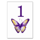 SchmetterlingTischnummern Lila & Gelb Tischnummer (Vorderseite)