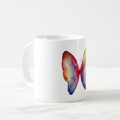 Schmetterlingwatercolor-Kunst-klassische weiße Kaffeetasse (Vorderseite Links)