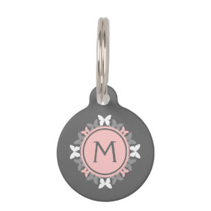 Schmetterlingwreath-Monogramm-weißes Haustiermarke