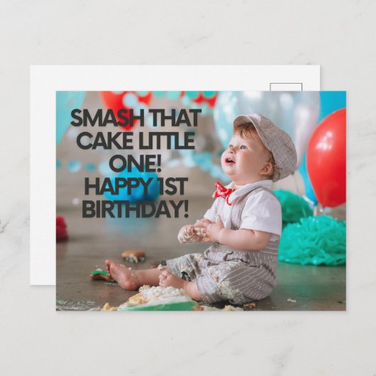 Schmettern Sie den Kuchen ein wenig Glück ersten G Postkarte (Vorne/Hinten)