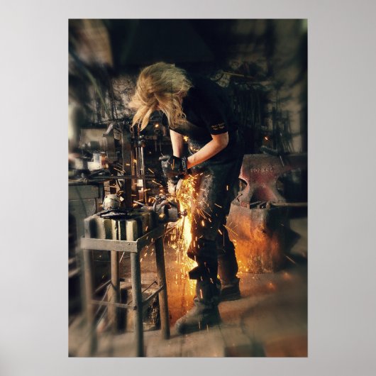 Schmied am Arbeitsplatz Poster (Vorne)