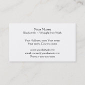 Schmied an einer Schmiede Visitenkarte (Rückseite)