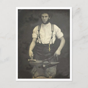 Schmied beim Schmieden eines Hufeisens Vintage-Fot Postkarte