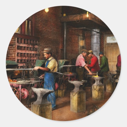 Schmied - Schmiedeschule 1899 Runder Aufkleber (Vorderseite)