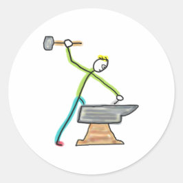 Schmied Stickman Runder Aufkleber