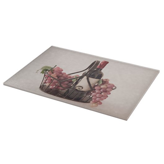 Schmiedeeiserner Korb, geschnitten auf Wein/Traube Schneidebrett (Ecke)