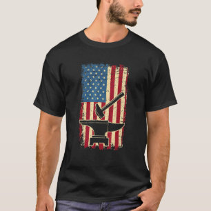Schmiedehammer & Amboss Us Flagge Patriotisch Amer T-Shirt