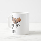 Schmiere & Reue | Techniker-Leben-Witz Kaffeetasse (Vorderseite Links)