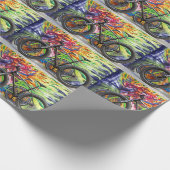 Schmierrad und Flammen Geschenkpapier (Ecke)