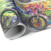 Schmierrad und Flammen Geschenkpapier (Rolleneckpunkt)