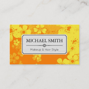 Schminke Haar Stil Modern Retro Florales Muster #6 Visitenkarte
