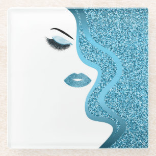 Schminke mit Glitter-Effekt Glasuntersetzer