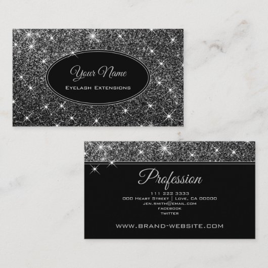 Schminken Eyelash Luminöse Silver Glitzer Stars Du Visitenkarte (Vorne/Hinten)