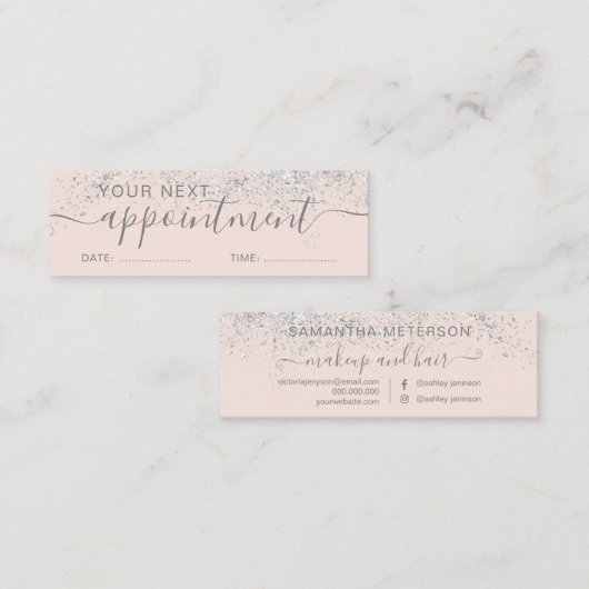 Schminken Haar Silber Glitzer Erröten Termin Mini Visitenkarte (Vorne/Hinten)