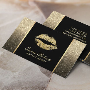 Schminken Künstler Chic Lips Modern Black & Gold O Visitenkarte