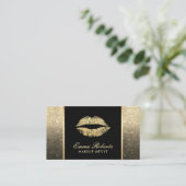 Schminken Künstler Chic Lips Modern Black & Gold O Visitenkarte (Stehend Vorderseite)