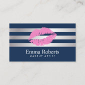Schminken Künstler rosa Lippen Navy Blue Modern St Visitenkarte (Vorderseite)