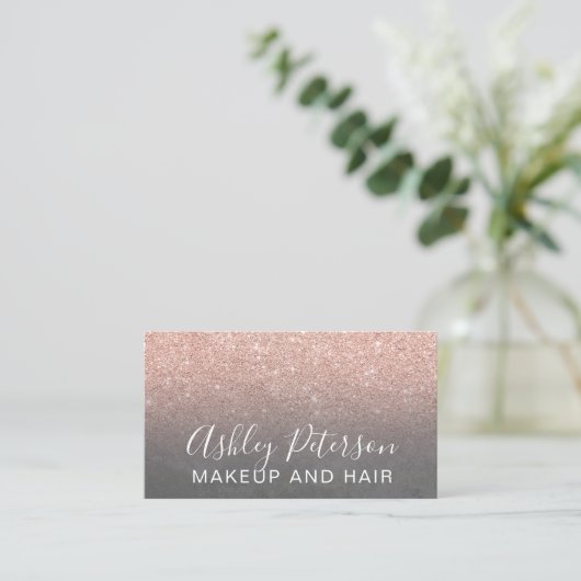 Schminken Sie elegante Typografie graue Rose Gold  Visitenkarte (Stehend Vorderseite)