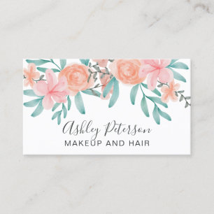 Schminken Sie Frühling schick Korallen Blütenfarbe Visitenkarte