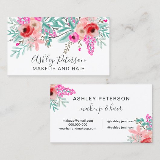 Schminkfett Pink Blütenfarbe Visitenkarte (Vorne/Hinten)