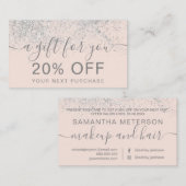 Schminkhaar Silber Glitzer Pastellblüte Geschenk Rabattkarte (Vorne/Hinten)