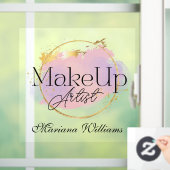 Schminkkünstler rosa goldenes Logo stylisch Fensteraufkleber (Zuhause)