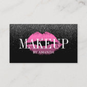Schminkkünstler Rosa Lips Trendy Black Glitzer Bol Visitenkarte (Vorderseite)