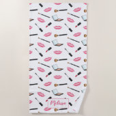 Schminkmuster und rosa Lippen mit Individuelle Nam Strandtuch (Vorderseite)