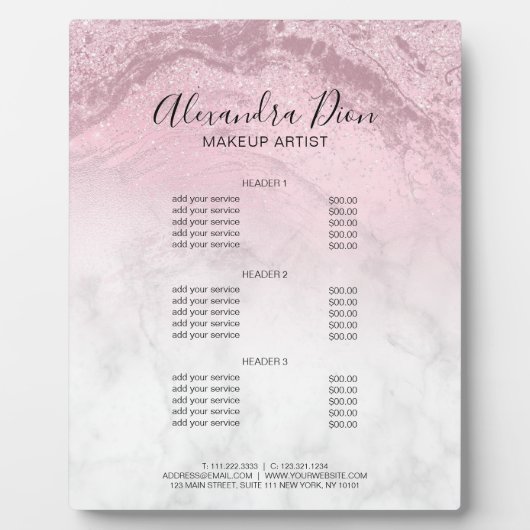 Schminkservice für Rosa Glitzer Fotoplatte (Vorderseite)