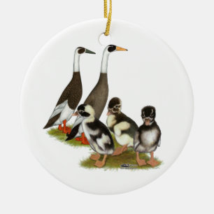 Schmirgel-fein gezeichnet Läufer-Enten-Familie Keramik Ornament