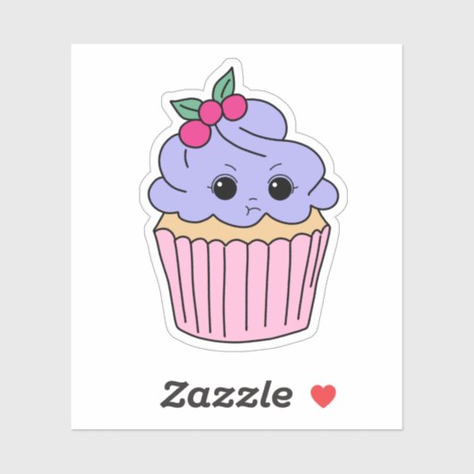 Schmollende Beeren-Cupcake Aufkleber (Blatt)