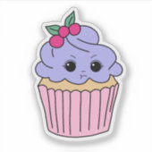 Schmollende Beeren-Cupcake Aufkleber (Vorderseite)