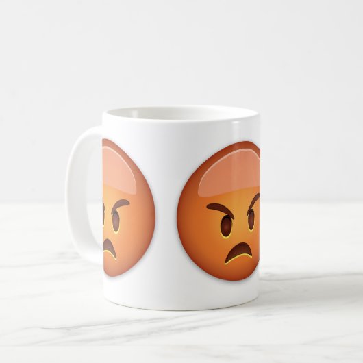 Schmollendes Gesicht Emoji Kaffeetasse (Vorderseite Links)