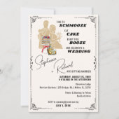 Schmooze und Booze Fun Wedding Einladung (Vorderseite)