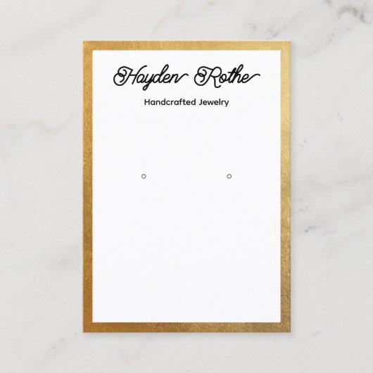 Schmuck-Anzeige für Script White und Gold Ohrring Visitenkarte (Vorderseite)