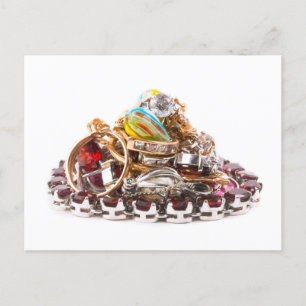 Schmuck auf weiß postkarte