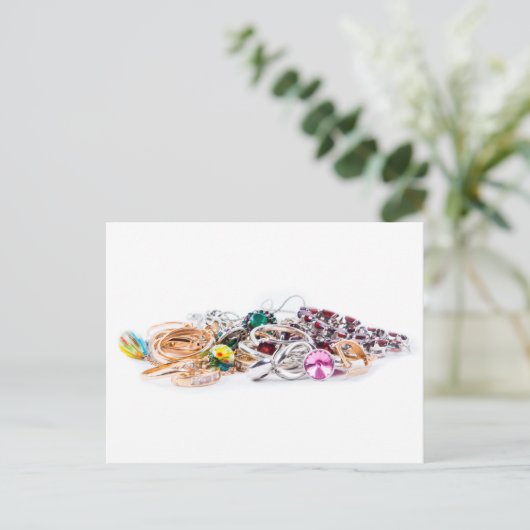 Schmuck auf weiß postkarte (Stehend Vorderseite)