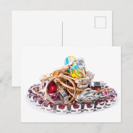 Schmuck auf weiß postkarte (Vorne/Hinten)