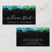 Schmuck-Boutique für Schwarze Glitzer Visitenkarte (Vorne/Hinten)