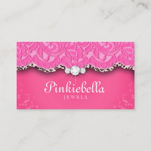 Schmuck Business Card Leopard Lace Pink Visitenkarte (Vorderseite)