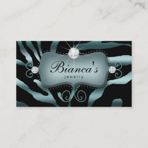 Schmuck Business Card Zebra Aquamarin Diamonds Visitenkarte