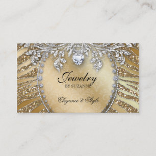 Schmuck Business Card Zebra Glitzer Gold Visitenkarte