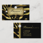 Schmuck Business Card Zebra Gold Diamonds Visitenkarte (Vorne/Hinten)